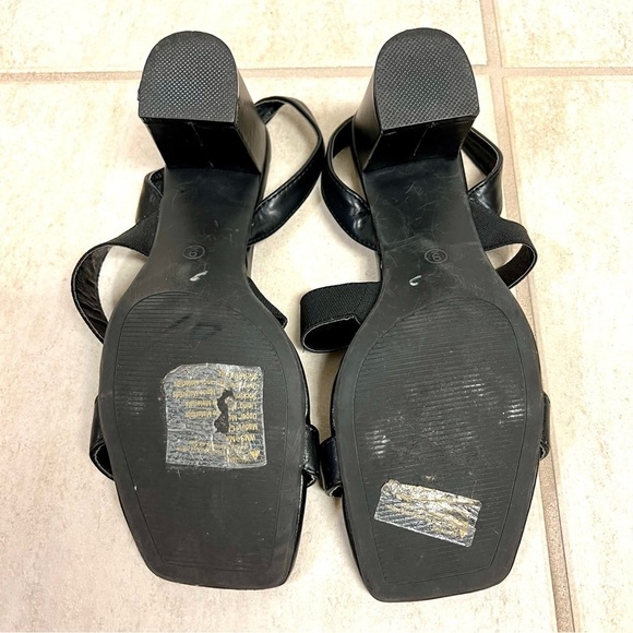 Alexis Bendel Comfort Size 9 Black Sandals square toes Block Heel leather - Picture 9 of 10